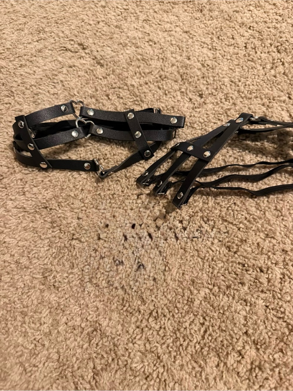 Black Riveted Strappy garters